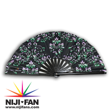 Load image into Gallery viewer, Damask Aromantic Print Clack Fan *Blacklight Reactive*