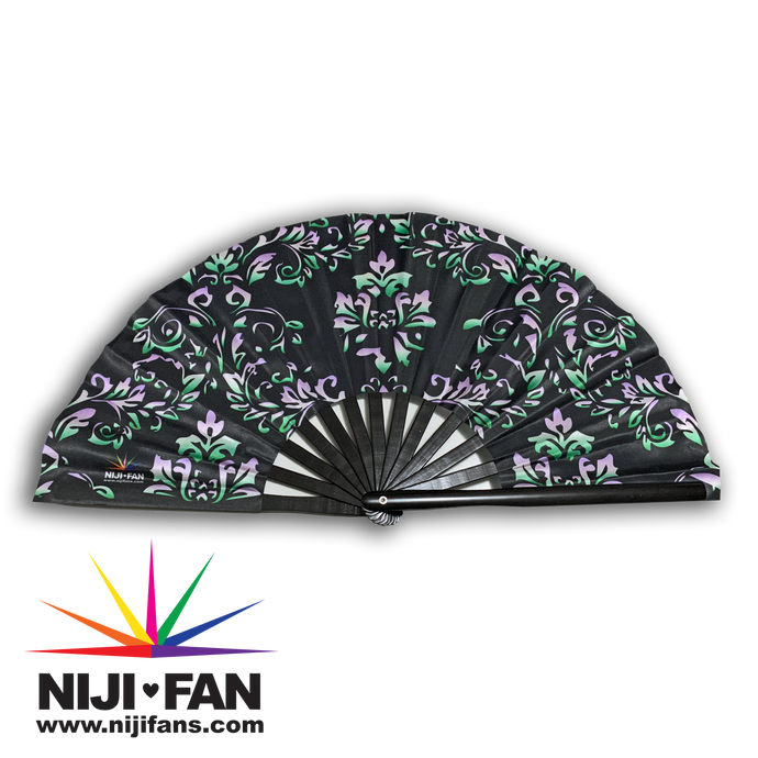 Damask Aromantic Print Clack Fan *Blacklight Reactive*