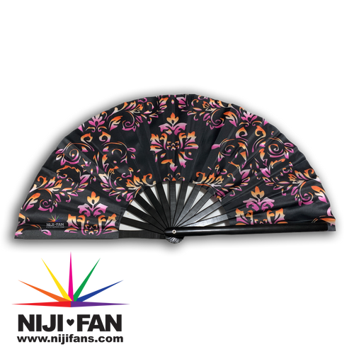 Damask Lesbian Print Clack Fan *Blacklight Reactive*