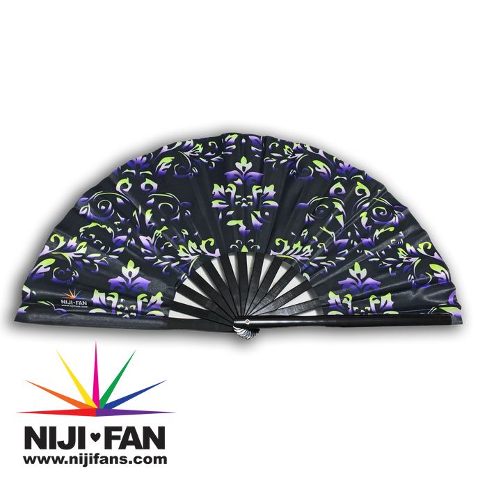 Damask Nonbinary Print Clack Fan *Blacklight Reactive*