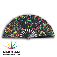 Load image into Gallery viewer, Damask Pan Print Clack Fan *Blacklight Reactive*