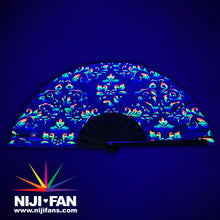 Load image into Gallery viewer, Damask Rainbow Print Clack Fan *Blacklight Reactive*