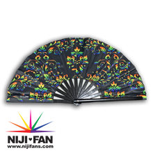 Load image into Gallery viewer, Damask Rainbow Print Clack Fan *Blacklight Reactive*