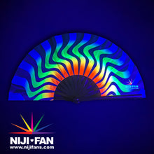 Load image into Gallery viewer, Rainbow Swirl Clack Fan *Blacklight Reactive*