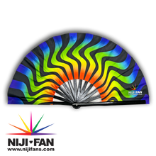 Load image into Gallery viewer, Rainbow Swirl Clack Fan *Blacklight Reactive*