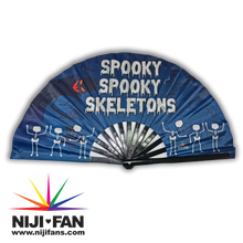 Load image into Gallery viewer, Spooky Spooky Skeletons Clack Fan *Blacklight Reactive*