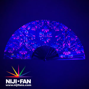 Damask Bi Clack Fan *Black Light Reactive*