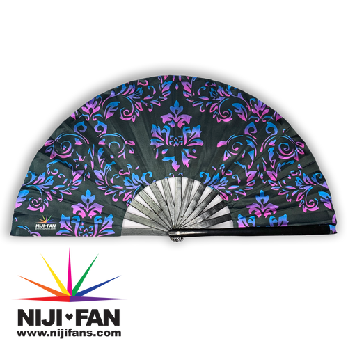 Damask Bi Clack Fan *Black Light Reactive*