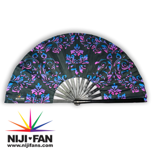 Damask Bi Clack Fan *Black Light Reactive*