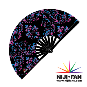 Damask Bi Clack Fan *Black Light Reactive*