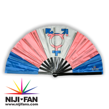 Load image into Gallery viewer, Trans Pride Clack Fan *Black Light Reactive*